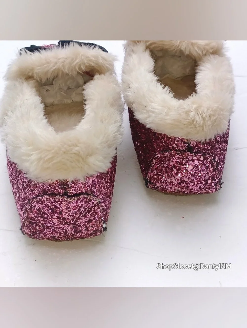 Crewcuts Pink Glitter Faux-Fur Lined Moccasins